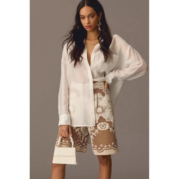 Beatrice .b Pants - Anthro‎ Beatrice .B Lace Bermuda Shorts Ivory Boho Coastal Grandma Chic $337 NEW